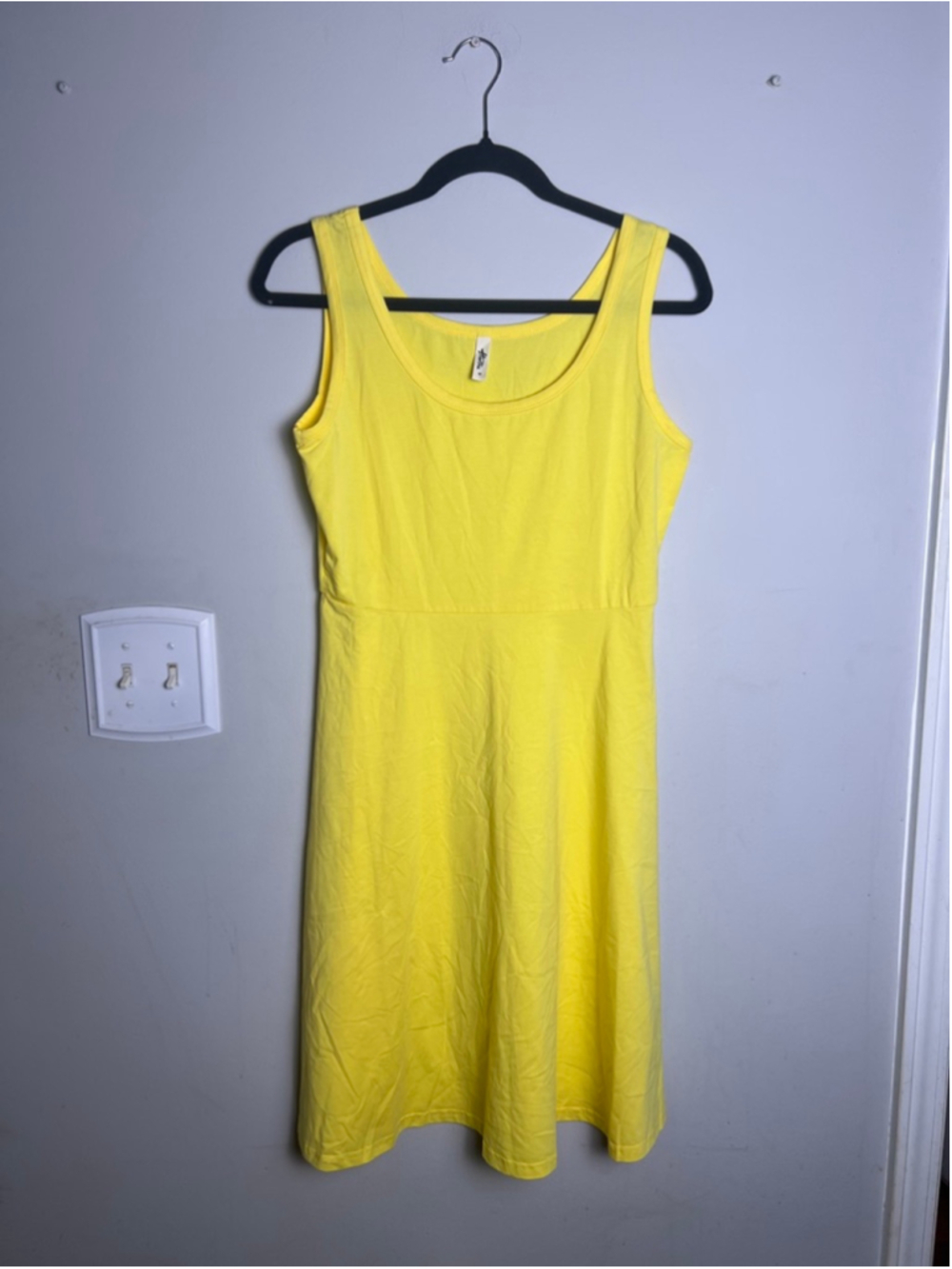 Herou Yellow Fit Flare Tank Dress Medium Cotton Stretch Casual Summer